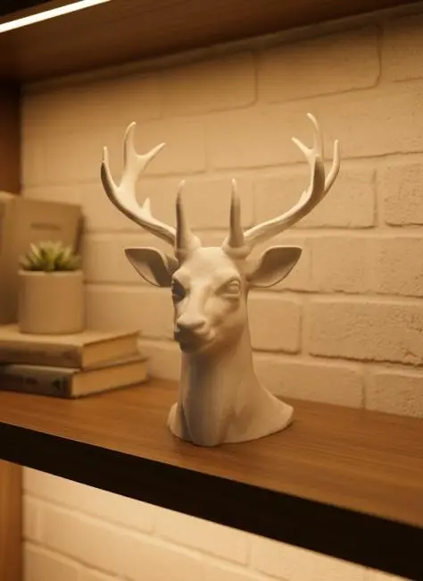 Beyaz Geyik Biblo 23 cm Dekoratif Modern Tasarım