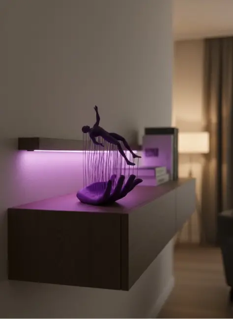 Mor El İnsan Figürü Dekoratif Biblo Minimal Modern Salon Raf ve Masa Üstü Aksesuar