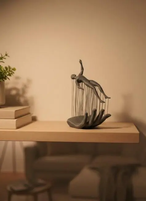 El İnsan Figürü Gri Modern Sanatsal Tasarım Salon ve Raf Dekorasyonu İçin Özel Biblo