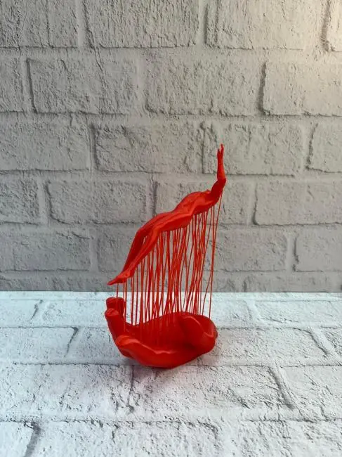 El Formlu İnsan Figürü Kırmızı Modern Dekoratif Biblo Soyut Tasarım 12x18 cm