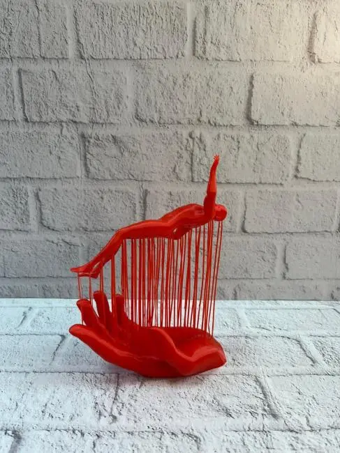 El Formlu İnsan Figürü Kırmızı Modern Dekoratif Biblo Soyut Tasarım 12x18 cm