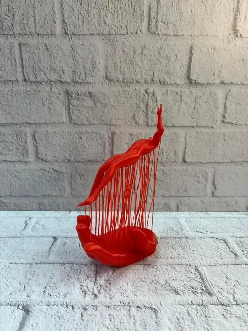 El Formlu İnsan Figürü Kırmızı Modern Dekoratif Biblo Soyut Tasarım 12x18 cm