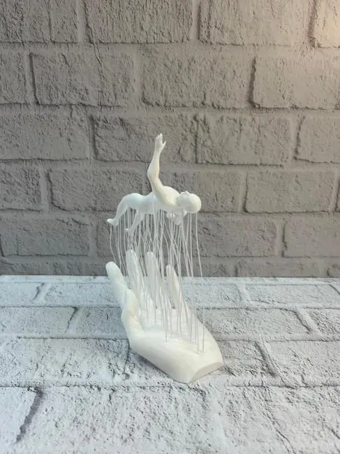 Dekoratif El Üzerinde İnsan Figürü Beyaz Minimal Sanatsal Biblo