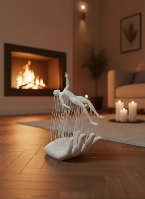 Dekoratif El Üzerinde İnsan Figürü Beyaz Minimal Sanatsal Biblo