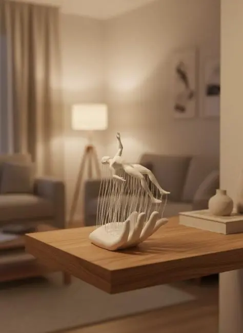 El İnsan Figürü Beyaz Modern Soyut Tasarım Salon ve Ofis Dekorasyonu