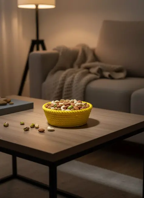 Yuvarlak Çerezlik Sarı Canlı Renkli Dekoratif Sunum Kasesi