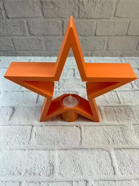 Dekoratif Yıldız Şeklinde Turuncu Mumluk Ev Aksesuarı