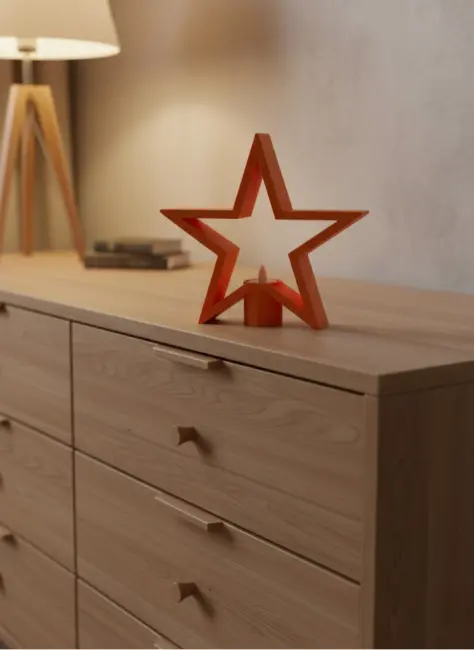Dekoratif Yıldız Şeklinde Turuncu Mumluk Ev Aksesuarı