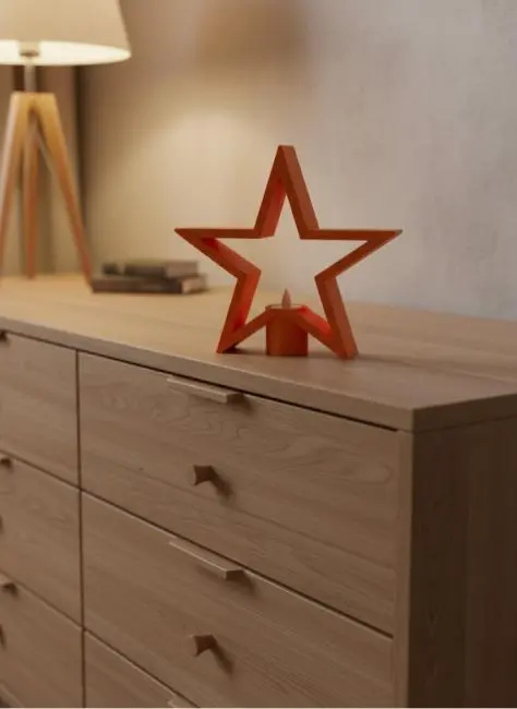 Dekoratif Yıldız Şeklinde Turuncu Mumluk Ev Aksesuarı
