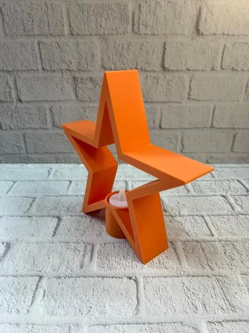 Dekoratif Yıldız Şeklinde Turuncu Mumluk Ev Aksesuarı