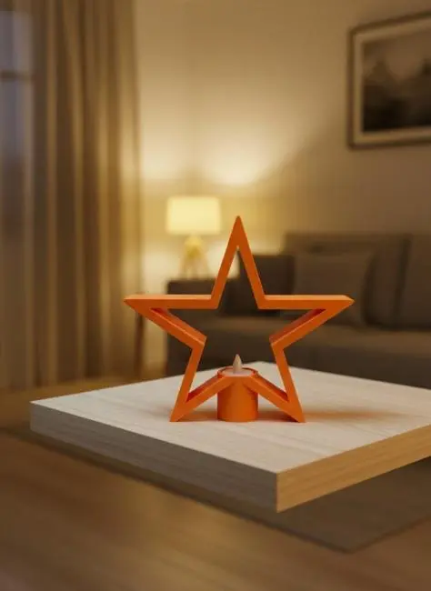 Turuncu Yıldız Mumluk Loş Işık Salon Dekoru