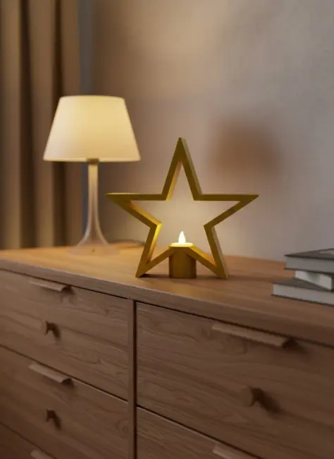 Yıldız Şeklinde Sarı Mumluk Loş Işık Ev Aksesuarı