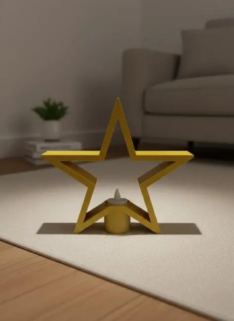 Sarı Yıldız Mumluk Modern Salon ve Raf Dekoru