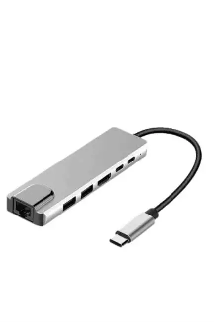 Macbook Pro/air Uyumlu USB Type-C 8 In 1 Hub Dönüştürücü Çevirici Çoklayıcı USB Hdmı Micro Sd 8 Girişli