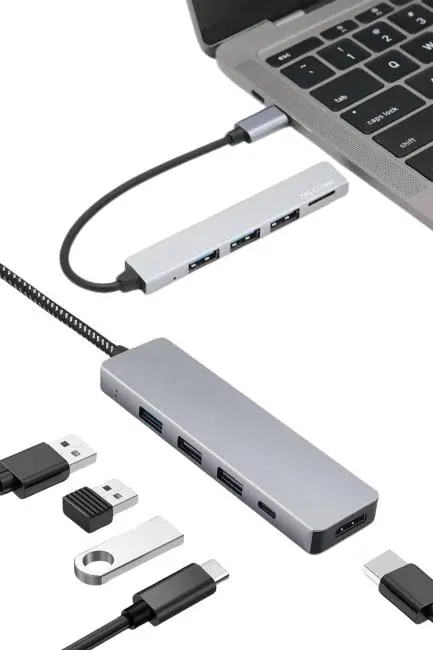 Macbook Pro/air Uyumlu USB Type-C 8 In 1 Hub Dönüştürücü Çevirici Çoklayıcı USB Hdmı Micro Sd 8 Girişli