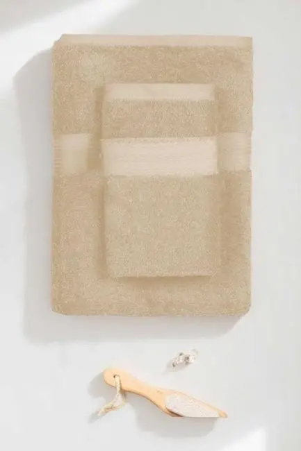 2 Parça Battal Lüks Premium Banyo Spa Havlu Takımı 90x170 Cm Bej