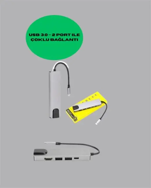 Type‑C Dönüştürücü – 2×USB3.0 SD/MS 4K HDMI & RJ45 ile Profesyonel Kullanım