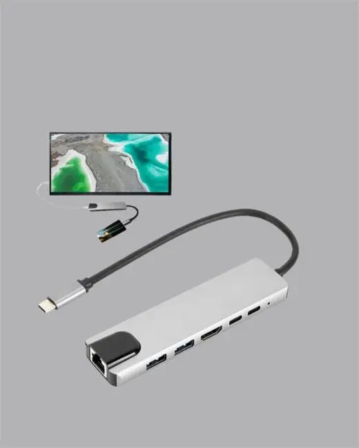 Type‑C Dönüştürücü – 2×USB3.0 SD/MS 4K HDMI & RJ45 ile Profesyonel Kullanım