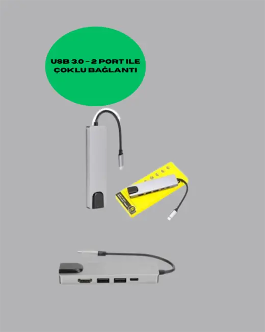 Type‑C Dönüştürücü – 2×USB3.0 SD/MS 4K HDMI & RJ45 ile Profesyonel Kullanım