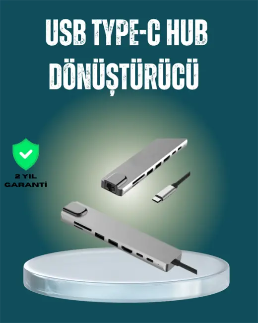 USB‑C Çoklu Bağlantı Merkezi – 5 Gbps 100‑240 V Sağlam Eloksal Tasarım