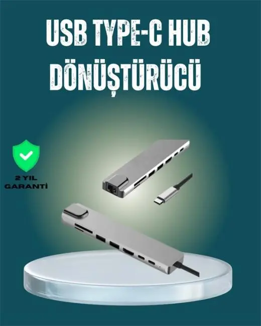 USB‑C Çoklu Bağlantı Merkezi – 5 Gbps 100‑240 V Sağlam Eloksal Tasarım