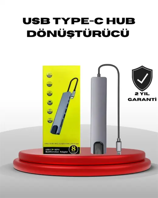 4K HDMI Çıkışlı Gigabit Ethernet'li USB‑C Çoklu Port Hub