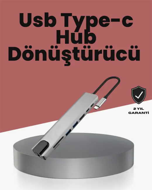 Alüminyum Gövdeli Type‑C HDMI & Ethernet Adaptör – Tak & Çalıştır