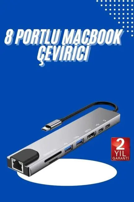 Usb Type-c Hub Dönüştürücü Çevirici Çoklayıcı Macbook Çevirici 8 Portlu