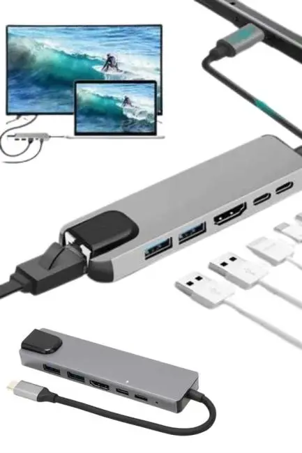 Usb Type-c Hub Dönüştürücü Çevirici Çoklayıcı Macbook Çevirici 8 Portlu