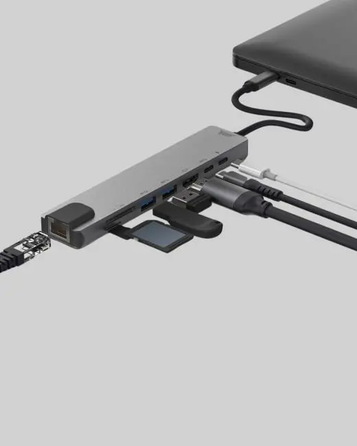 Alüminyum Kasalı MacBook USB-C Hub – 4K HDMI USB 3.0 SD/TF Kart Girişi PD Şarj Desteği