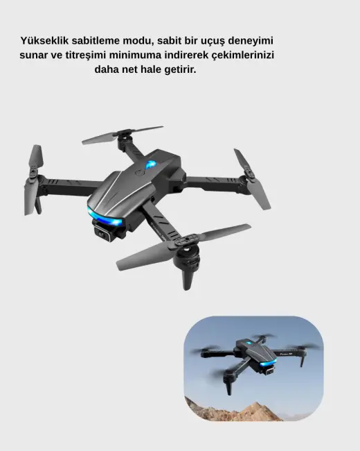 Wi-Fi Bağlantılı 4K Drone Katlanabilir ve 360° Takla Özellikli