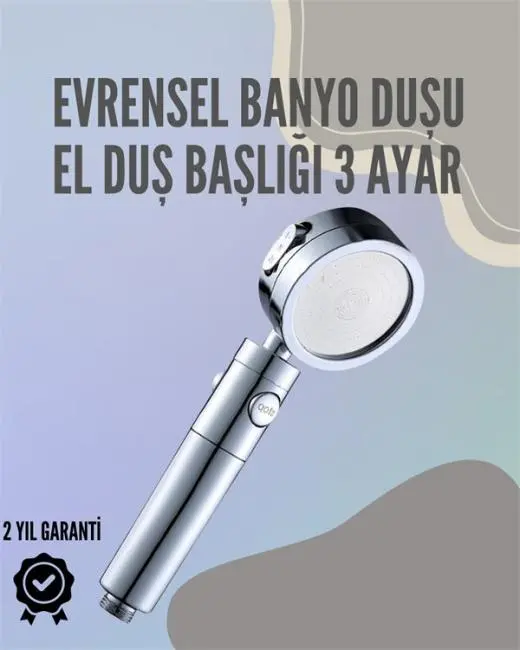 Paslanmaz Çelik Çok Fonksiyonlu El Duş Başlığı – 3 Modlu Püskürtme Seçeneği