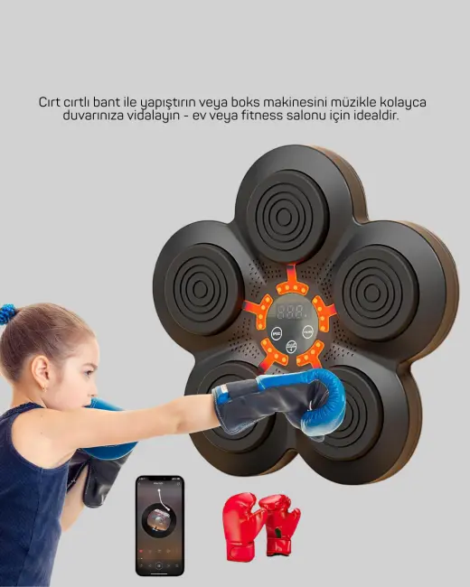 Evde Fitness İçin Akıllı Boks Makinesi Işıklı Vuruş Noktalı Bluetoothlu