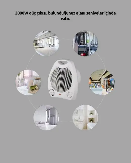 2000W Taşınabilir Elektrikli Fanlı Isıtıcı – Hızlı Isınma Kompakt Boy