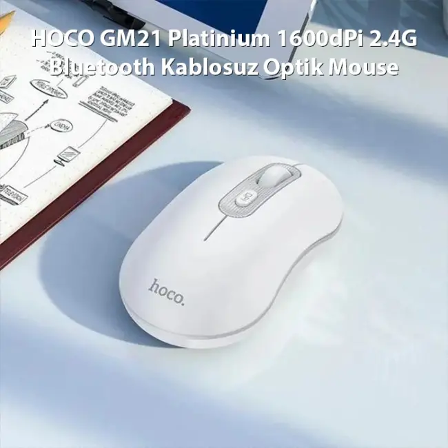 HOCO GM21 Platinium 1600dPi 2.4G Bluetooth Kablosuz Optik Mouse-(5775)