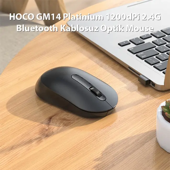 HOCO GM14 Platinium 1200dPi 2.4G Bluetooth Kablosuz Optik Mouse-(5775)