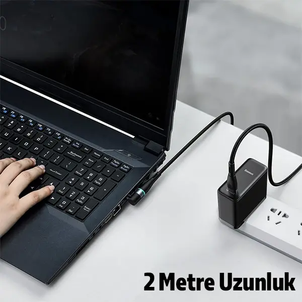 Baseus Zinc Manyetik Type-C to DC Round (55x25mm) Lenovo Laptop Şarj Kablosu 100W 2m-(5775)