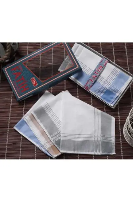 Fatih Kutulu 40x40 cm Düzine 12 Adet Kumaş Mendil FM 01