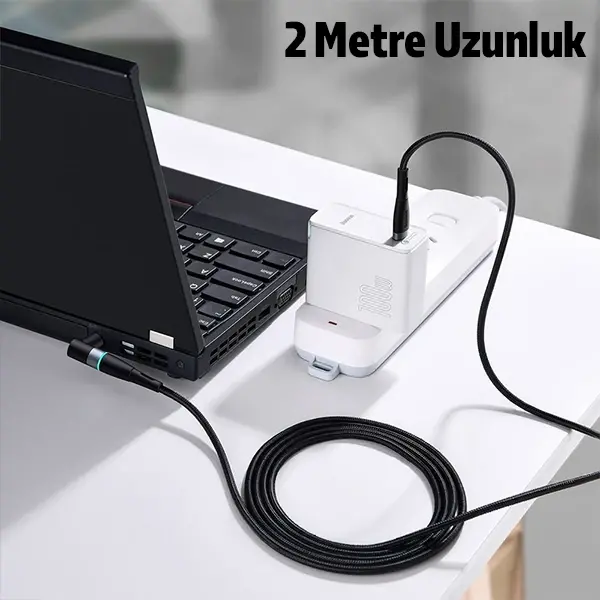 Baseus Zinc Manyetik Type-C to DC Round (79x55mm) Lenovo Laptop Şarj Kablosu 100W 2m-(5775)