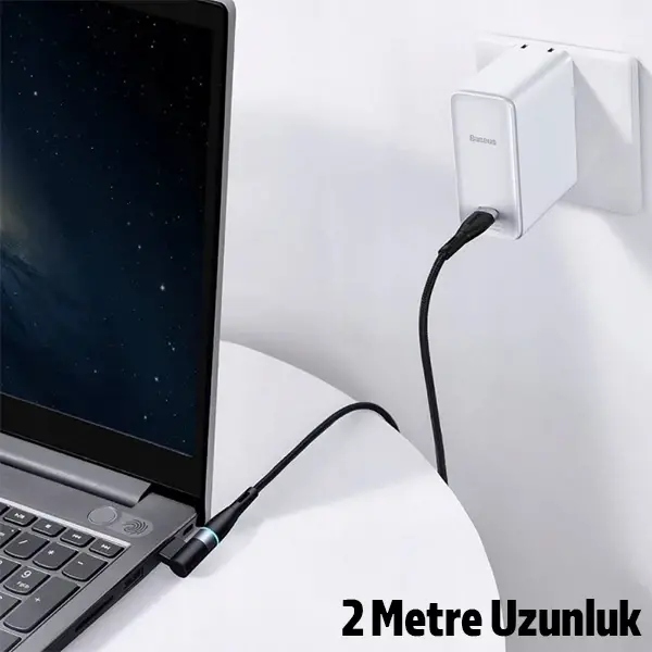 Baseus Zinc Manyetik Type-C to DC Square Portu Lenovo Laptop Şarj Kablosu 100W 2m-(5775)