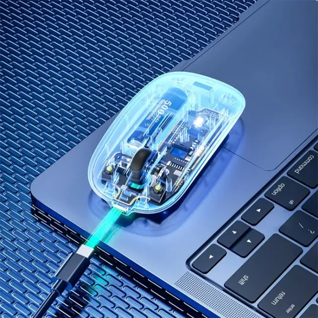 İNPHİC X5 Kablosuz Fare Şarj Edilebilir Sessiz Kullanım 2.4G Transparan USB Mouse-(5775)