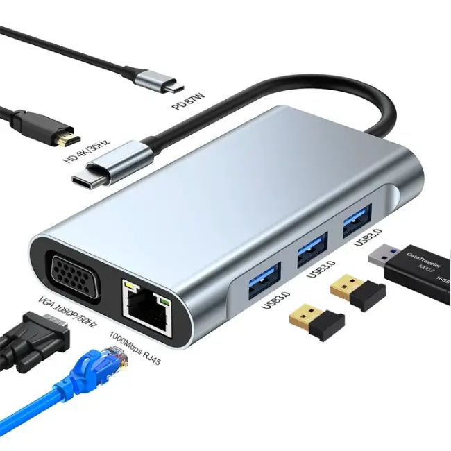 ALLY 7in1 USB 3.0 + HDMI + RJ45 + Type-C HUB Adaptör Çevirici Dock Station-(5775)