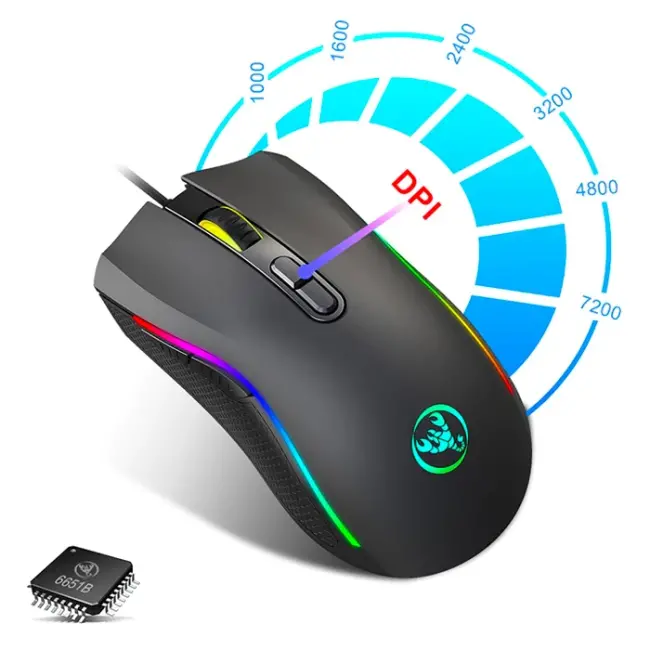 HXSJ A869 7200DPI Ayarlanabilir RGB Işık Gaming Oyuncu Mouse-(5775)