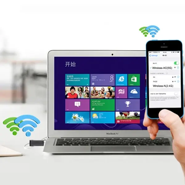 ALLY Çift Bant 600 Mbps 2.4 GHz +5 GHz USB Kablosuz Wifi Adaptör-(5775)