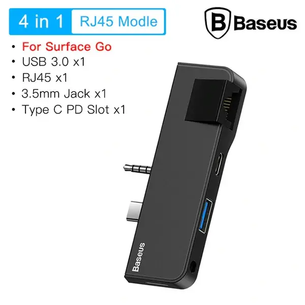 Baseus Multifunctional HUB Surface Go(Type-C+Audio to RJ45+USB3.0+Type-C(data)+Audio)-(5775)