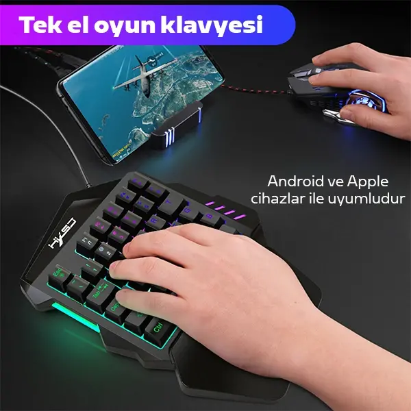 HXSJ V100+ A869 Gaming 7200 DPI 7  RGB ışıklı Oyuncu Klavye+Oyuncu Mouse-(5775)