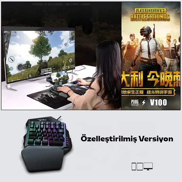 HXSJ V100+ A869 Gaming 7200 DPI 7  RGB ışıklı Oyuncu Klavye+Oyuncu Mouse-(5775)