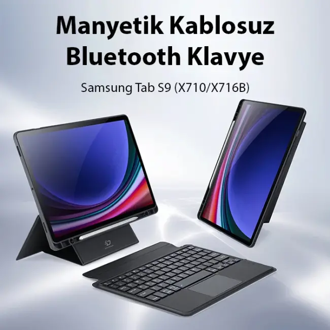 Dux Ducis Samsung Tab S9 (X710/X716B) DK Series Kablosuz Bluetooth Klavye Touchpad Kılıf-(5775)