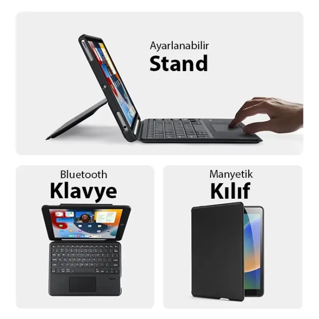 Dux Ducis iPad 7- 8-9 10.2  iPad Air3- iPad Pro 10.5(2017) DK Series Kablosuz Bluetooth Klavye-(5775)