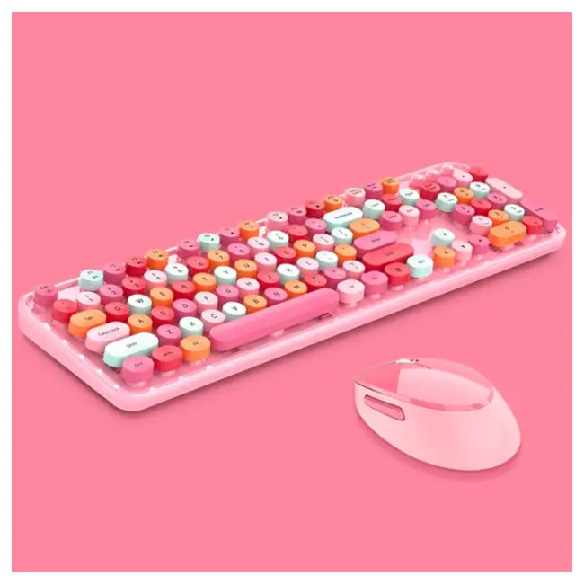 ALLY Mofi SWEET 2.4G Retro Kablosuz Q Klavye Oyuncu Klavye ve Mouse Seti-(5775)